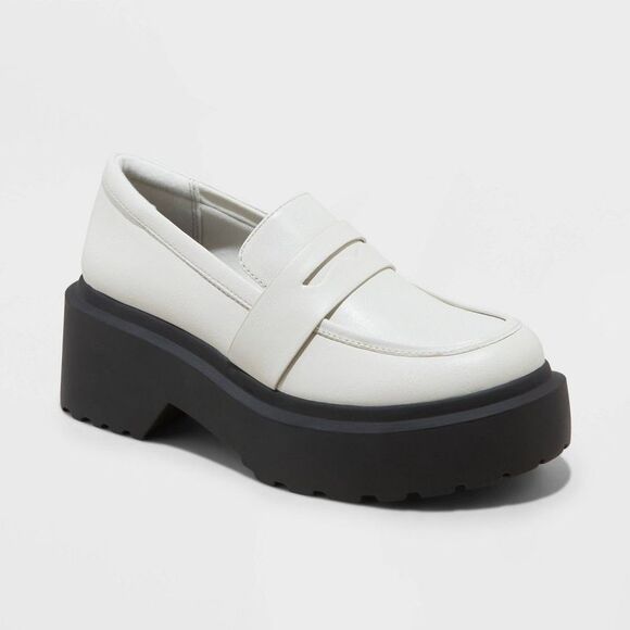 Wild Fable Shoes - Wild Fable -  Women Slip-On Loafer Platform Low Heel  White